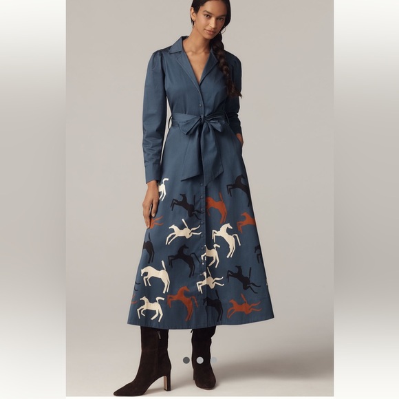 🎉SUPER RARE🎉 Anthropologie NWT Caroline K Anais Long Sleeve V-Neck Dress size S. - Picture 2 of 7